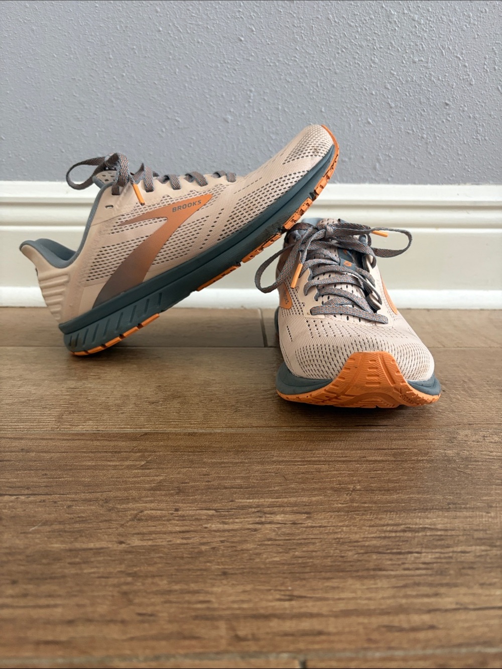 Brooks Women’s Running Shoes - Cream with Gray & Orange Accents. Size 8 1/2